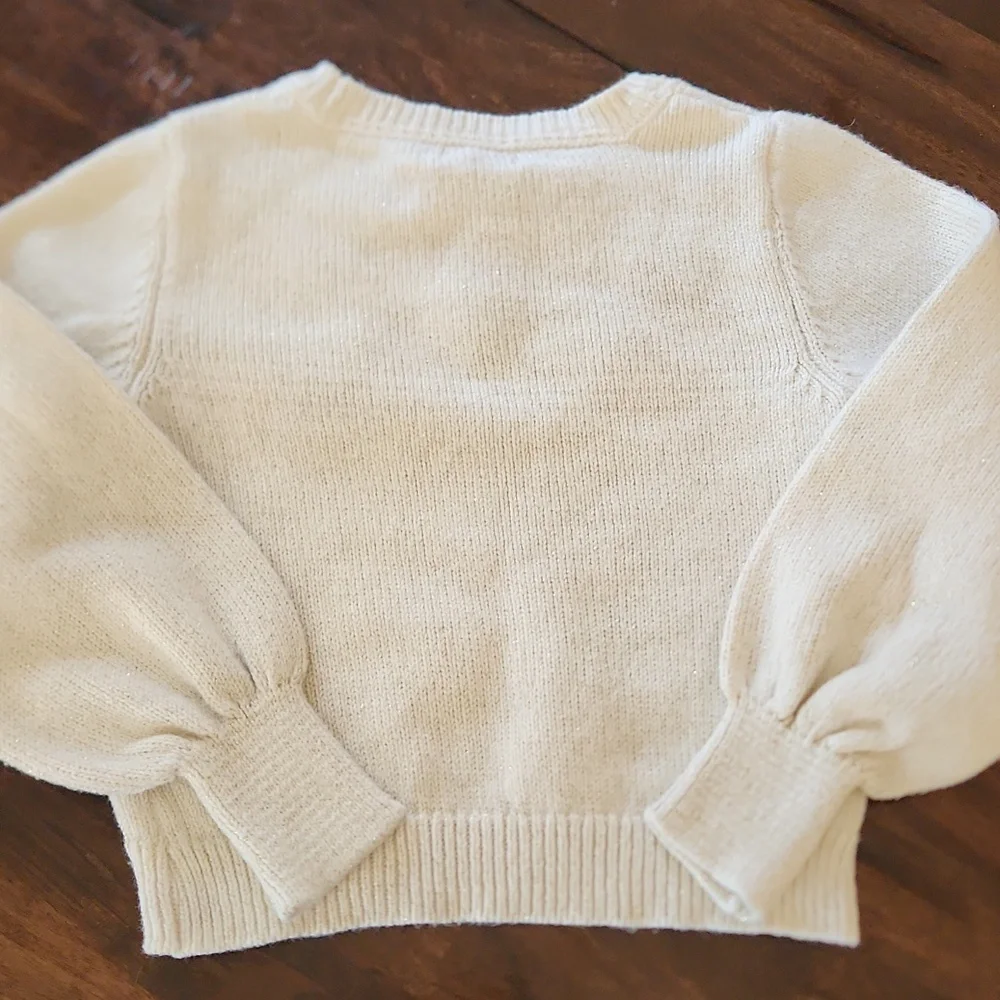 Tahari girls cream sweater with gold snowflakes and gold flecks size 3T - Picture 5 of 6